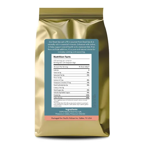 Vista 2 de Pacific Pelican 30% menos de sal Lite yodada de sodio del Mar Muerto - Grano fino Kosher sin refinar, natural yodada, sal baja en sodio