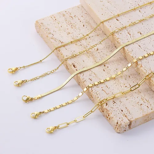 Vista 6 de MBW Pulseras de oro para mujer, juego de joyas chapadas en oro real de 14 quilates para mujer, a la moda, impermeables, apilables, delgadas