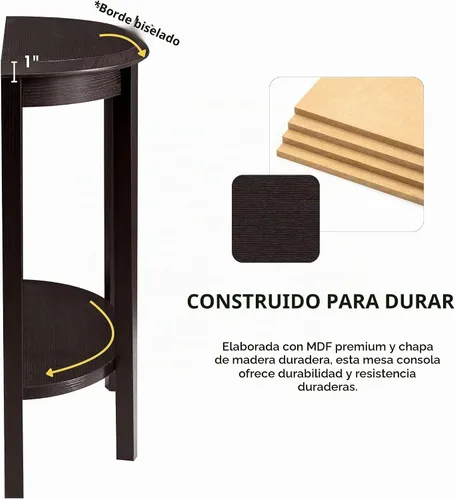 Vista 6 de Homes: Inside + Out Payne - Moderna consola de media luna con estante de almacenamiento, muebles decorativos de entrada para sala de estar, pasillo