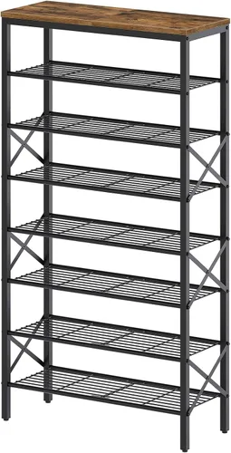 Vista 21 de YATINEY Zapatero de 8 niveles, organizador de almacenamiento de zapatos de gran capacidad que sostiene 32 pares, resistente y estable, para entrada