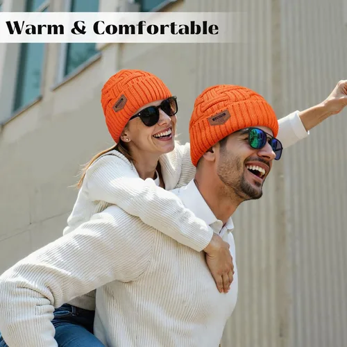 Vista 44 de Loritta Gorro de invierno cálido de punto grueso y holgado para hombre