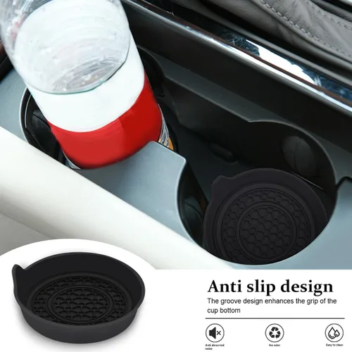 Vista 4 de Bittwee 2 piezas Posavasos para tazas de automóvil, alfombrillas de silicona para botellas de agua para vehículos, antideslizantes, impermeables