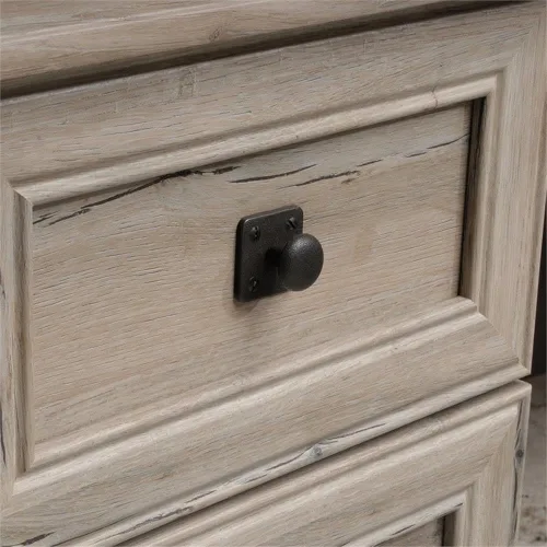 Vista 6 de Pemberly Row Escritorio contemporáneo en forma de L de madera de diseño contemporáneo de 65 x 69 pulgadas con almacenamiento, cajones, panel Roble