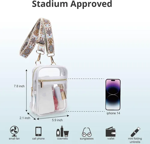 Vista 45 de Bolso cruzado aprobado por estadios para mujer, bolsa transparente para estadios para eventos deportivos, conciertos