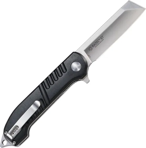 Vista 3 de CRKT Razel GT - Navaja plegable asistida con bloqueo de forro: hoja de borde plano de acero inoxidable, mango de aluminio, clip para bolsillo, 4031
