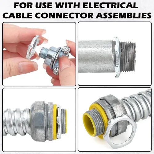 Vista 5 de Yaocom 50 piezas de tuercas de bloqueo de conducto eléctrico, tuerca de bloqueo rígida, acero galvanizado, accesorios de conductos eléctricos