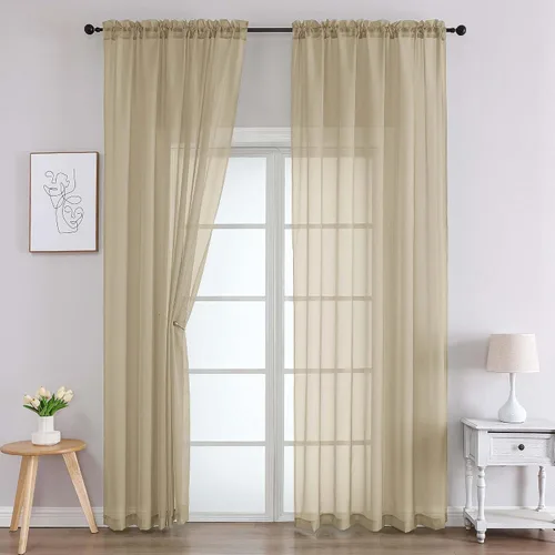 Vista 108 de 2 paneles de cortinas traslúcidas blancas para dormitorio, sala de estar, 96 pulgadas de largo, modernas, suaves, ligeras, con bolsillo para barra