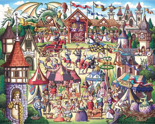 Vista 2 de Boardwalk Renaissance Fair - Rompecabezas de 500 piezas con caja premium, regalo para adultos y familia, 16 x 20 pulgadas
