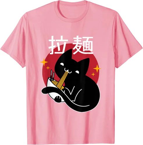 Vista 30 de Camiseta japonesa Ramen Noodle Cat, Negro