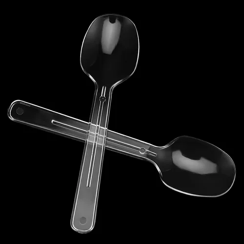 Vista 3 de Paquete de 200 cucharas de plástico transparente de 4 pulgadas, mini cucharas de postre, vajilla pequeña de plástico transparente para cocina