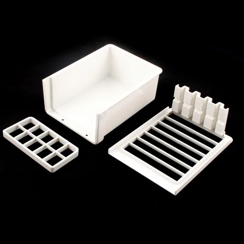 Vista 2 de uxcell Rectángulo de cocina de plástico hecho a mano prensa fabricante tofu cortador caja caja blanco