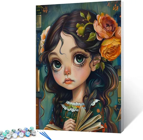 Vista 30 de Kit de pintura por números, lienzo de 16 x 20 pulgadas, pintura al óleo para niños, 16 x 20 pulgadas, pintura al óleo para adultos, adultos