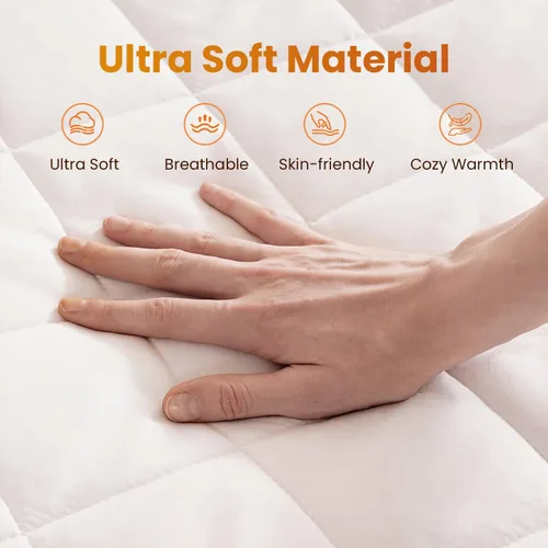 Vista 6 de Protector de colchón térmico tamaño individual, protector de colchón eléctrico con funciones de precalentamiento, calentador de cama con controlador