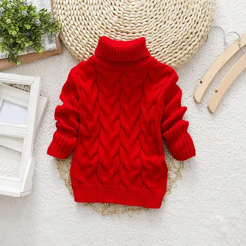 Vista 3 de Active Charming Jacket - Suéter de invierno para niños y niñas, color sólido, cuello alto, tejido de punto, elástico