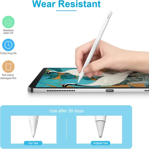 Vista 4 de Digiroot Punta de repuesto mejorada para Apple Pencil Pro/1ª/2ª generación/USB-C y lápiz Logitech, 0.028 in, sin desgaste, punta fina, control 2