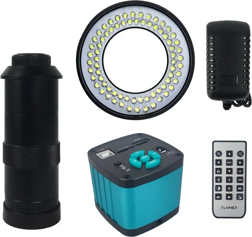 Vista 7 de 48MP 4K 1080P 22MP 14MP HDMI USB VGA Video Industrial Soldadura Digital Reparación Microscopio Cámara C Montura Lente LED Anillo Luz (14MP con luz)