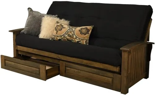 Vista 11 de Kodiak Furniture Washington - Marco de futón tamaño Queen con cajones de almacenamiento, marco de futón de madera con colchón incluido en color azul