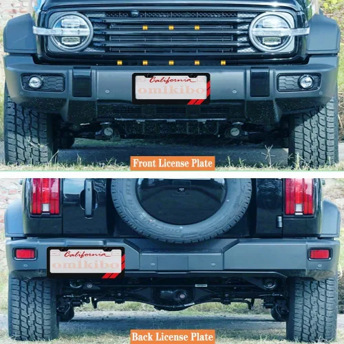 Vista 5 de Marco de Placa de Matrícula de Aluminio Compatible con Vehículo, Camión, Remolque, SUV de Dodge. (Rojo-01)