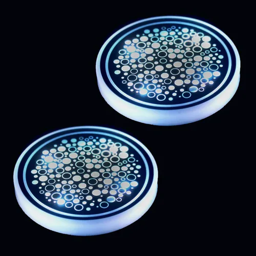 Vista 15 de Paquete de 2 posavasos con luz para automóvil, luces LED, sensor inteligente, recargable, 7 posavasos que cambian de color (A)