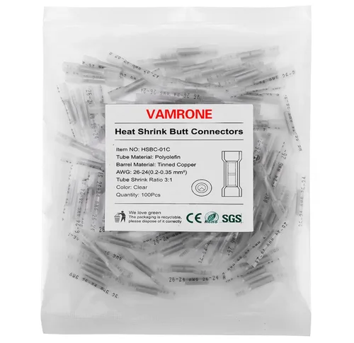 Vista 10 de 50 conectores de cable a tope termorretráctiles, 50 unidades de 14-12 AWG con aislamiento negro, impermeables, conectores de cable eléctrico