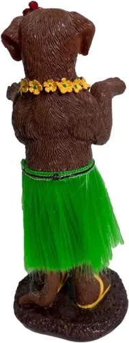 Vista 5 de Franchise Figurine Co Chocolate Labrador Dashboard Hula Dog 6 pulgadas 6" Hawaiian Bobblehead Figurine para automóvil, escritorio y hogar Regalo