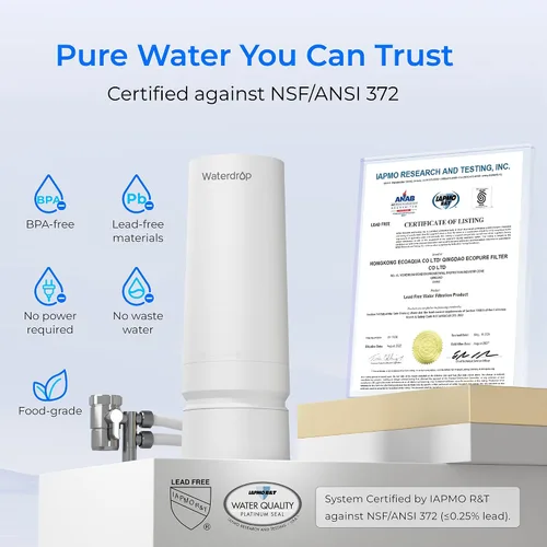Vista 8 de Waterdrop Filtro de agua para encimera de 8000 galones y 4000 galones, el filtro de agua para encimera reduce los metales pesados, el mal olor