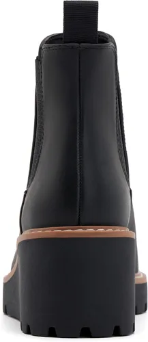 Vista 3 de vodvob Botas de tobillo para mujer, botines de tacón de cuña elásticos con plataforma Chelsea sin cordones y suela de lengüeta