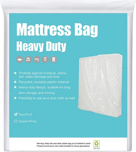 Vista 6 de HOMEIDEAS - Bolsa para colchón de alta resistencia de 3 mil de grosor para mudanza, bolsa para almacenamiento de colchón, bolsa para desecho