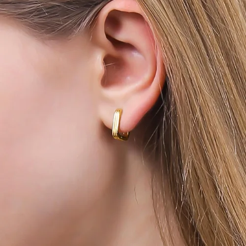 Vista 2 de ToHeart Aretes de aro de oro de 14 quilates, aretes de aro de oro, Plata Cobre, No es una piedra preciosa