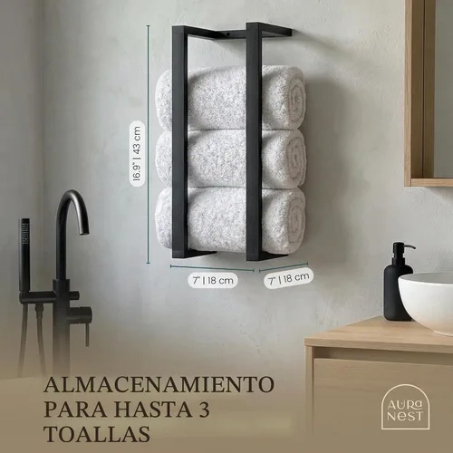 Vista 3 de Toalleros de bambú – Toallero vertical de madera de bambú accesorios de baño, almacenamiento, toallero de pared para toallas enrolladas para muebles