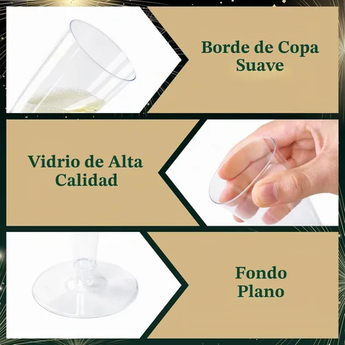 Vista 7 de FOCUSLINE Paquete de 100 copas de champán de plástico de 4.5 onzas, vasos de champán de plástico transparente, vasos desechables para tostado, vasos