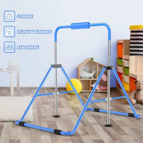 Vista 6 de Safly Fun Foldable Gymnastics Bar for Kids, Adjustable 35"-51", Sturdy 145 lbs Capacity, Easy-to-Assemble, Gymnastics Equipment for Kids for