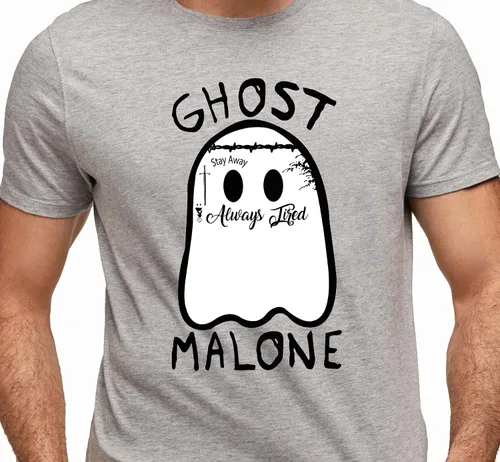 Vista 8 de Camisa de fantasma para mujeres y hombres, camisa de Halloween Malone, camiseta de cara de ghoul, disfraces espeluznantes de Halloween, ropa