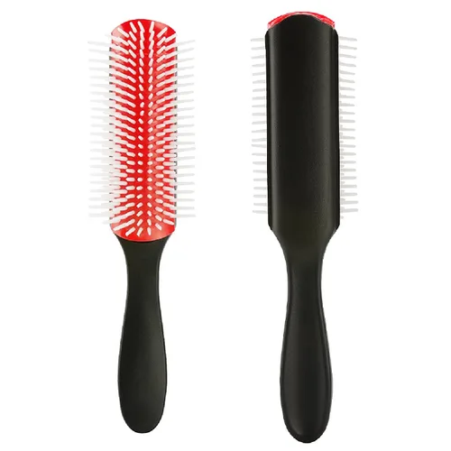 Vista 7 de Cepillo de pelo de 9 filas, cepillo de pelo extraíble fácil de limpiar para peinar, desenredar, moldear, alisar, secar, separar, definir rizos