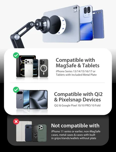 Vista 8 de Bracketron MagAlign PRO Soporte magnético para iPad, MagSafe, giratorio de 360° Soporte magnético para tablet con diseño de succión, base