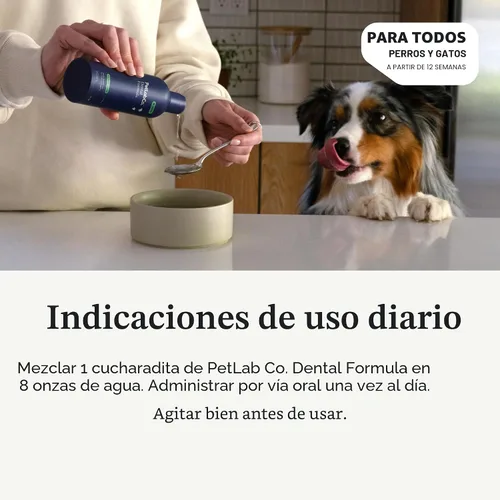 Vista 4 de PetLab Co. Fórmula dental para gatos y perros, mantiene el aliento del perro fresco y los dientes limpios, apoya la salud de las encías. Aditivo