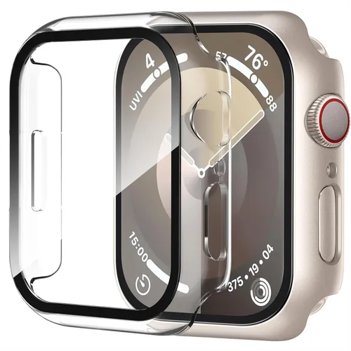 Vista 42 de Smiling Paquete de 2 fundas compatibles con Apple Watch Serie 3/Serie 2 de 1.49 pulgadas, protector de pantalla vidrio templado, carcasa rígida