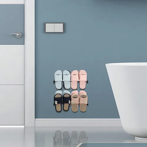 Vista 6 de Lavezee Organizador de zapatos montado en la pared, 8 pares de sandalias, juego de 2 soportes de almacenamiento de zapatos de metal negro