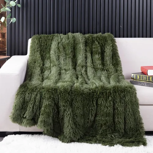 Vista 36 de YUSOKI manta de piel sintética extrasuave con pelos largos, transpirable, de 50 x 60 pulgadas, mullida, acogedora y cómoda, de microfibra de lujo