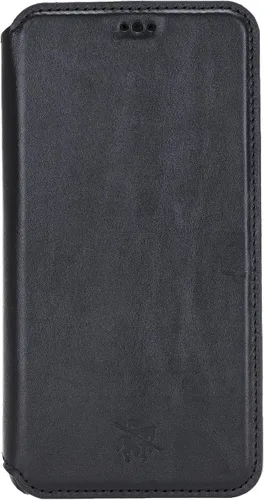 Vista 3 de Venito Venice - Funda delgada compatible con iPhone 11 Pro Max con soporte, cartera, cierre automático y bloqueo RFID (negro rústico)