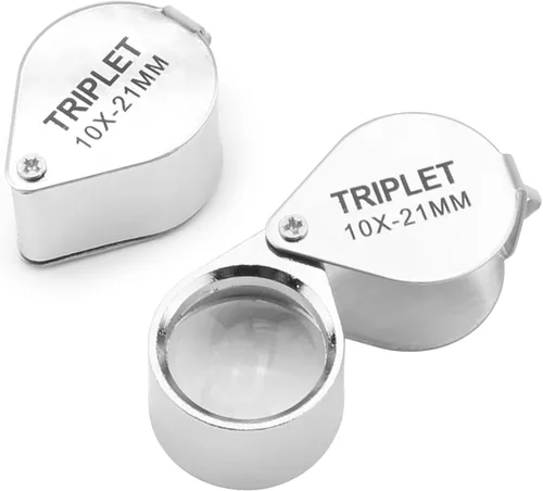 Vista 11 de Othmro Lupa 10X diámetro de lente 0.827 in silbato forma plegable joyería lupa lupa plata