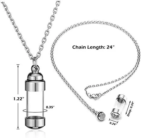 Vista 3 de Zysta Acrylic Cylinder Urn Necklaces for Ashes Clear Glass Tube Vial Creamation Necklace Ash Urns Locket Pendant Keepsake Memorial Jewelry