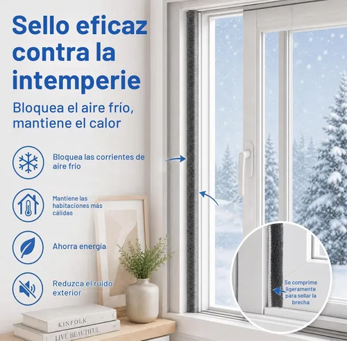 Vista 4 de ZOMPAGO Cepillo burlete para puerta y ventana, 0.2 x 0.4 x 66 pies Tira de cepillo gris