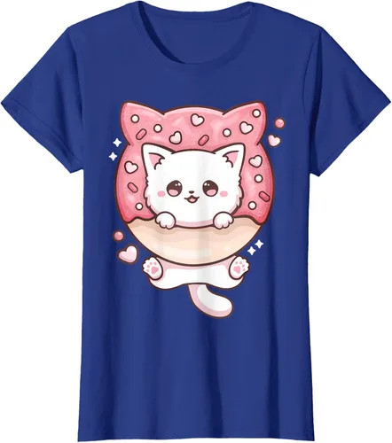 Vista 84 de Camiseta Kawaii Cat Donut Anime Lover Otaku, Negro
