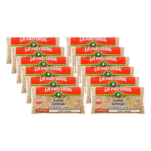Vista 10 de La Preferida Lentejas secas (proteínas a base de plantas aptas para presupuestos con 14 porciones por bolsa) – 0.31 onzas de proteína y 0.23 oz