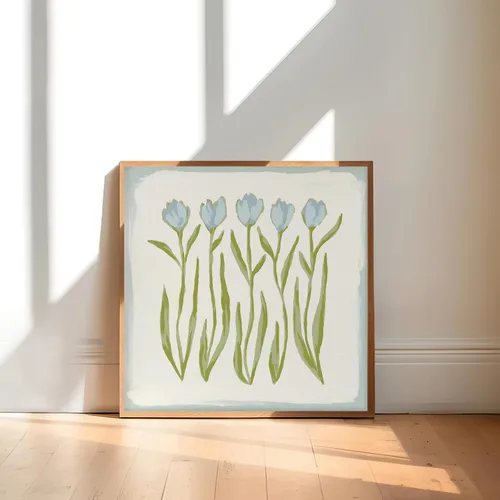 Vista 2 de Imágenes de flores en acuarela, arte de pared de flores de tulipán, impresión botánica moderna, elegante póster floral de mercado, arte de pared
