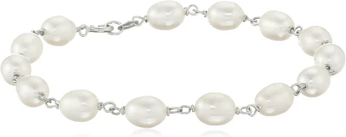 Vista 3 de Conjunto de joyas de plata de ley y perlas cultivadas de agua dulce blanca, collar y pendientes, Perla, Perla