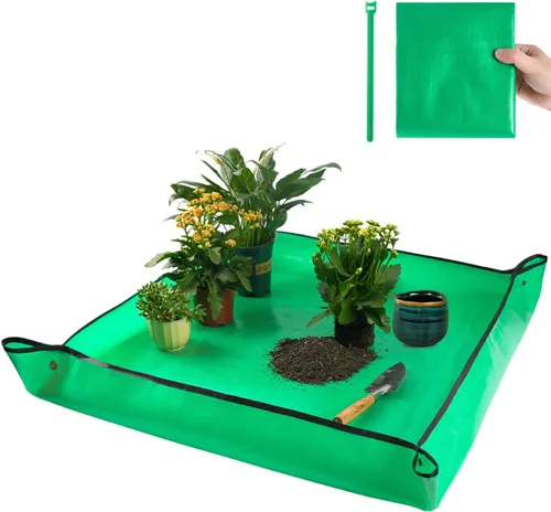 Vista 19 de Tapete de trasplante de 26.8"X26.8" para plantas de interior para controlar el desorden, tapete de bandeja de jardinería plegable e impermeable 1