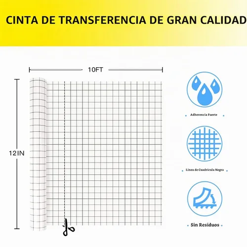 Vista 7 de HTVRONT - Cinta de transferencia para vinilo, 12 pulgadas x 10 pies, color negro, fuerte adherencia
