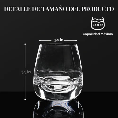Vista 2 de Vasos de whisky Old Fashioned – Juego de 4 vasos transparentes de 8 onzas para whisky escocés y cócteles
